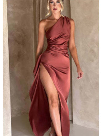 SatinGlow™ One-Shoulder Dress